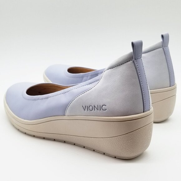 Vionic Women's Jacey Wedge Heel Size 10 Slip On Comfort Blue Haze Leather/Nubuck - Picture 7 of 16